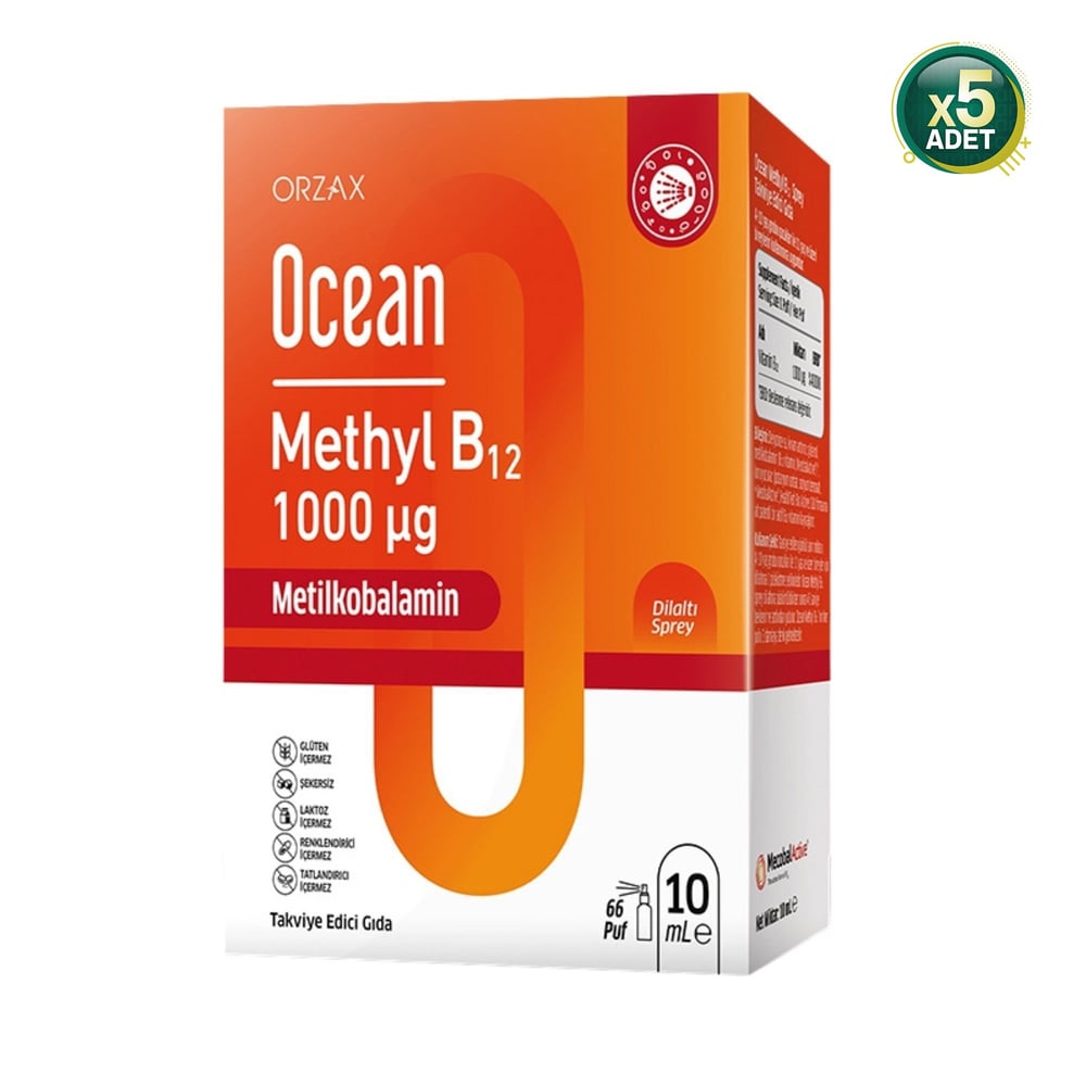 Ocean Methyl B12 1000 mcg Dilaltı Sprey 10 ml 5'li