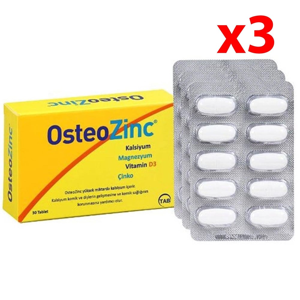 Osteozinc Takviye Edici Gıda 30 Tablet 3 Adet 
