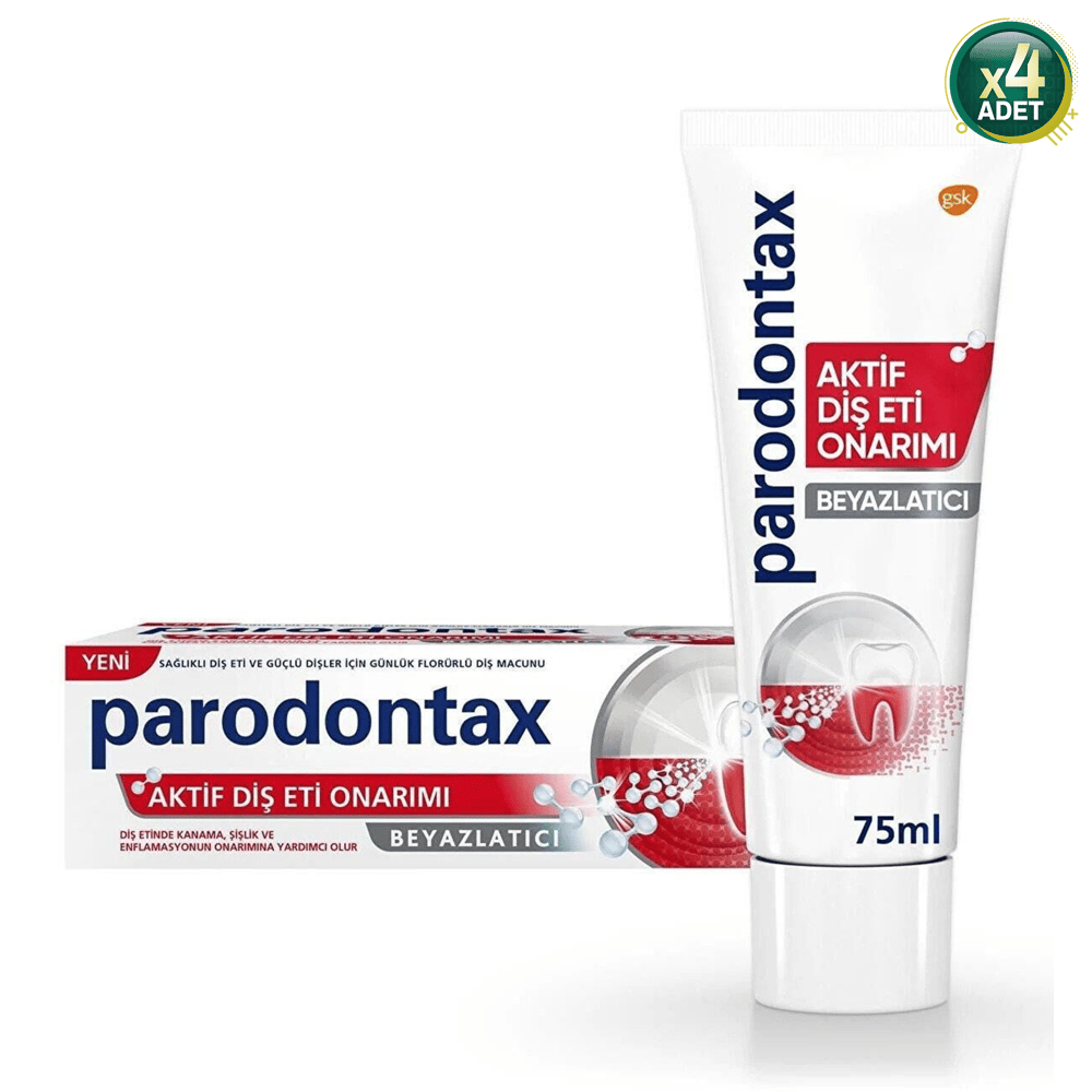 Parodontax Aktif Diş Eti Onarımı Beyazlatıcı 75ML 4 ADET Sağlıklı Diş Eti İçin Özel Formül