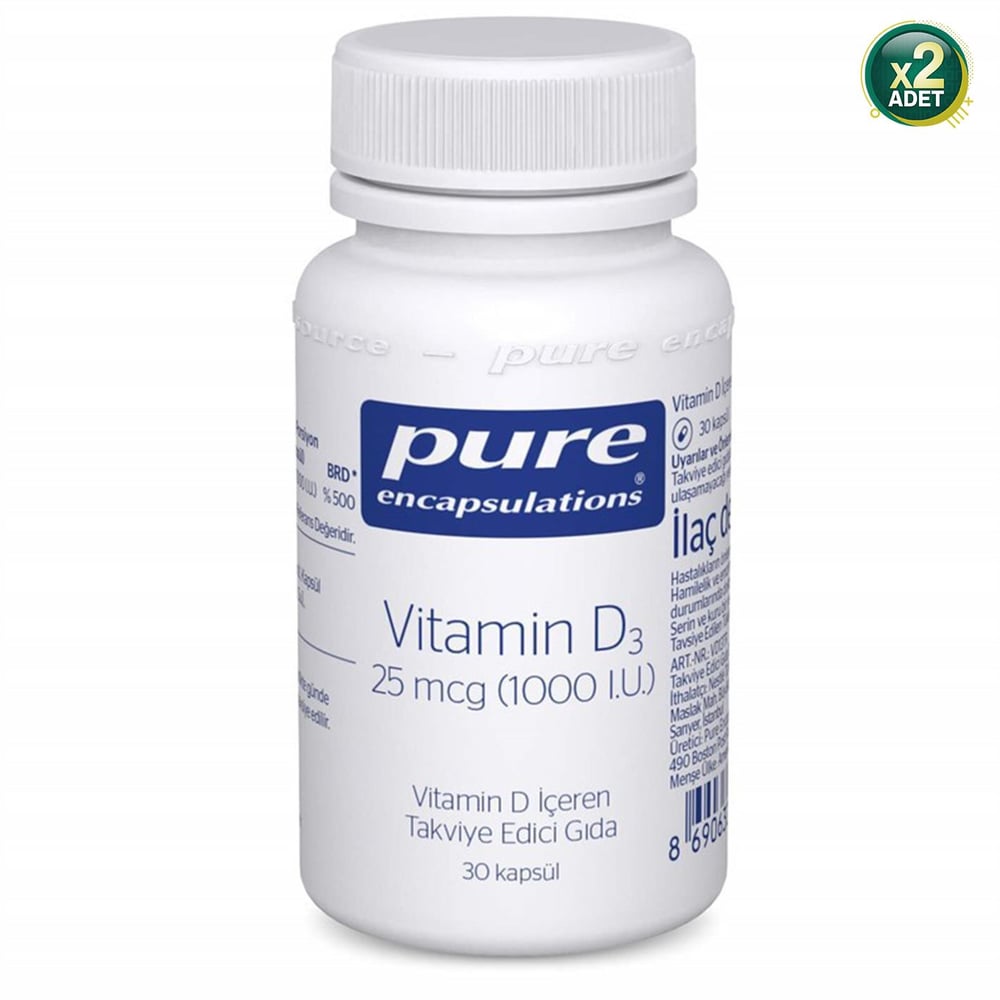 Pure Vitamin D3 1000 IU 30 Kapsül 2 Adet
