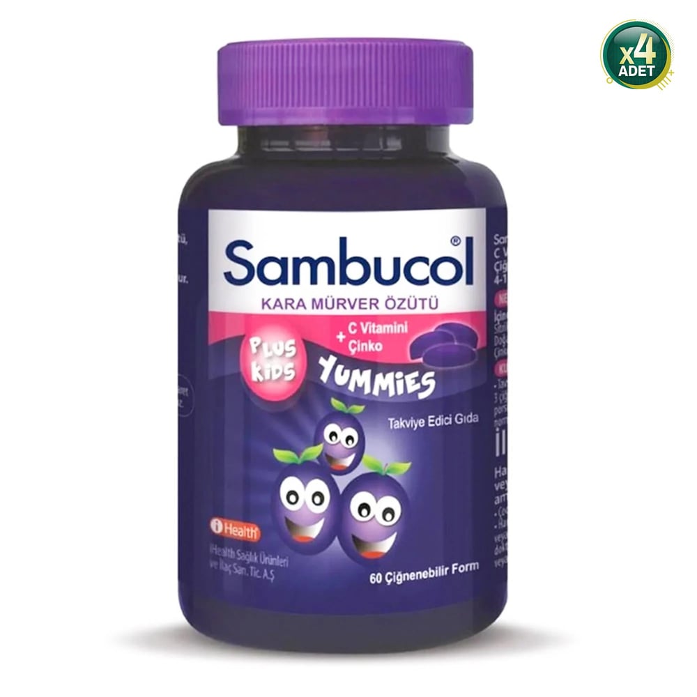Sambucol Plus Kids Yummies 60 Çiğneme Tableti 4 Adet