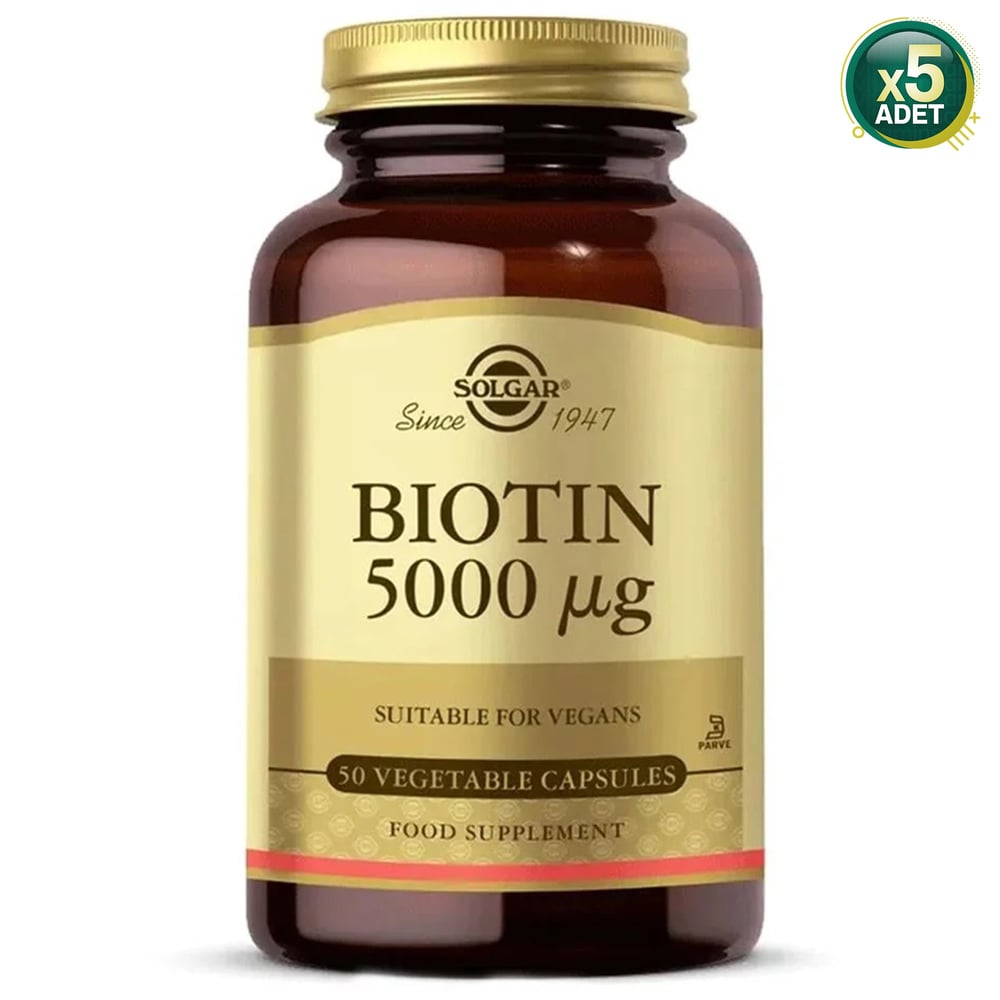 Solgar Biotin 5000 mcg 50 Kapsül 5 Adet