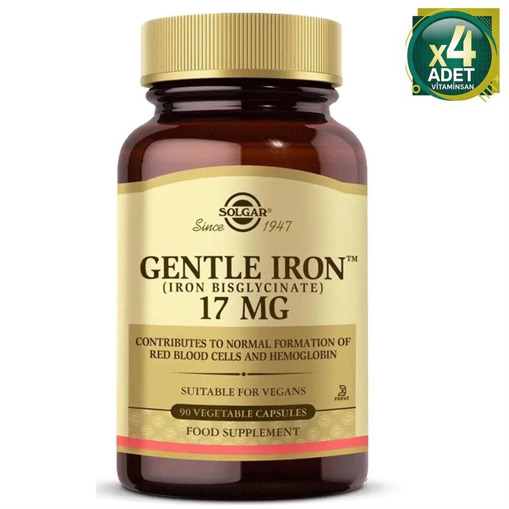 Solgar Gentle Iron 17 mg 90 Kapsül 4 Adet