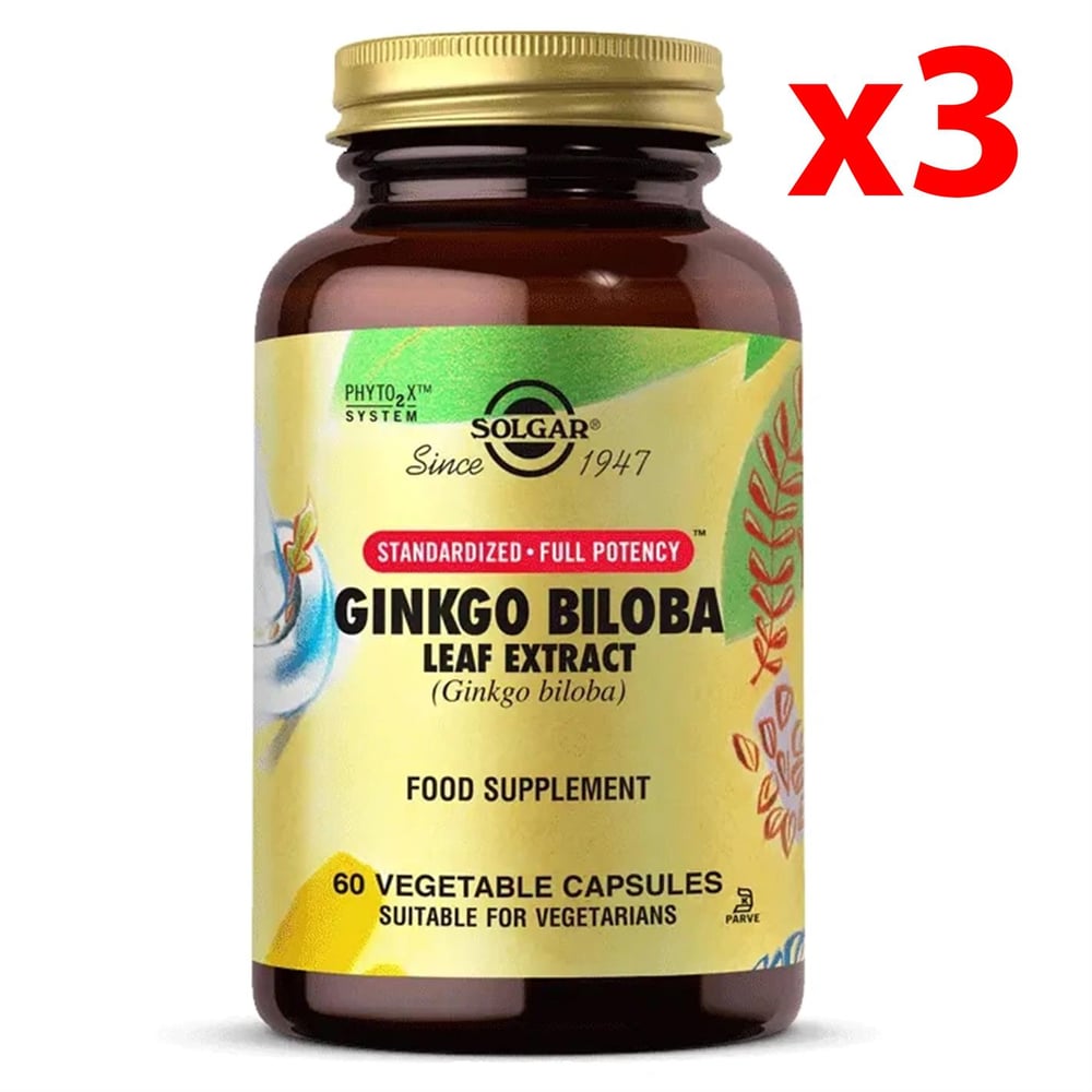 Solgar Ginkgo Biloba Leaf Extract 60 Kapsül 3 Adet