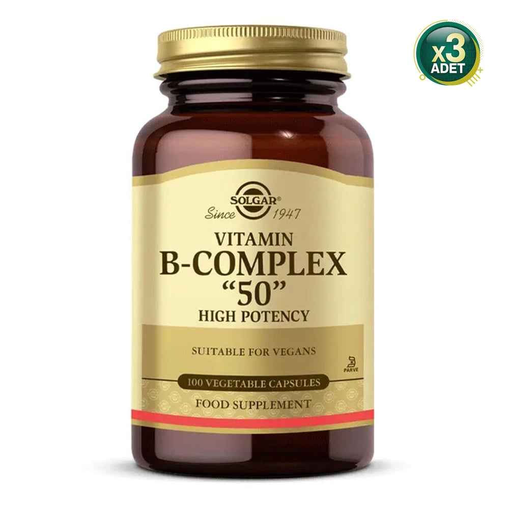 Solgar Vitamin B-Complex 50 - 100 Bitkisel Kapsül 3 Adet