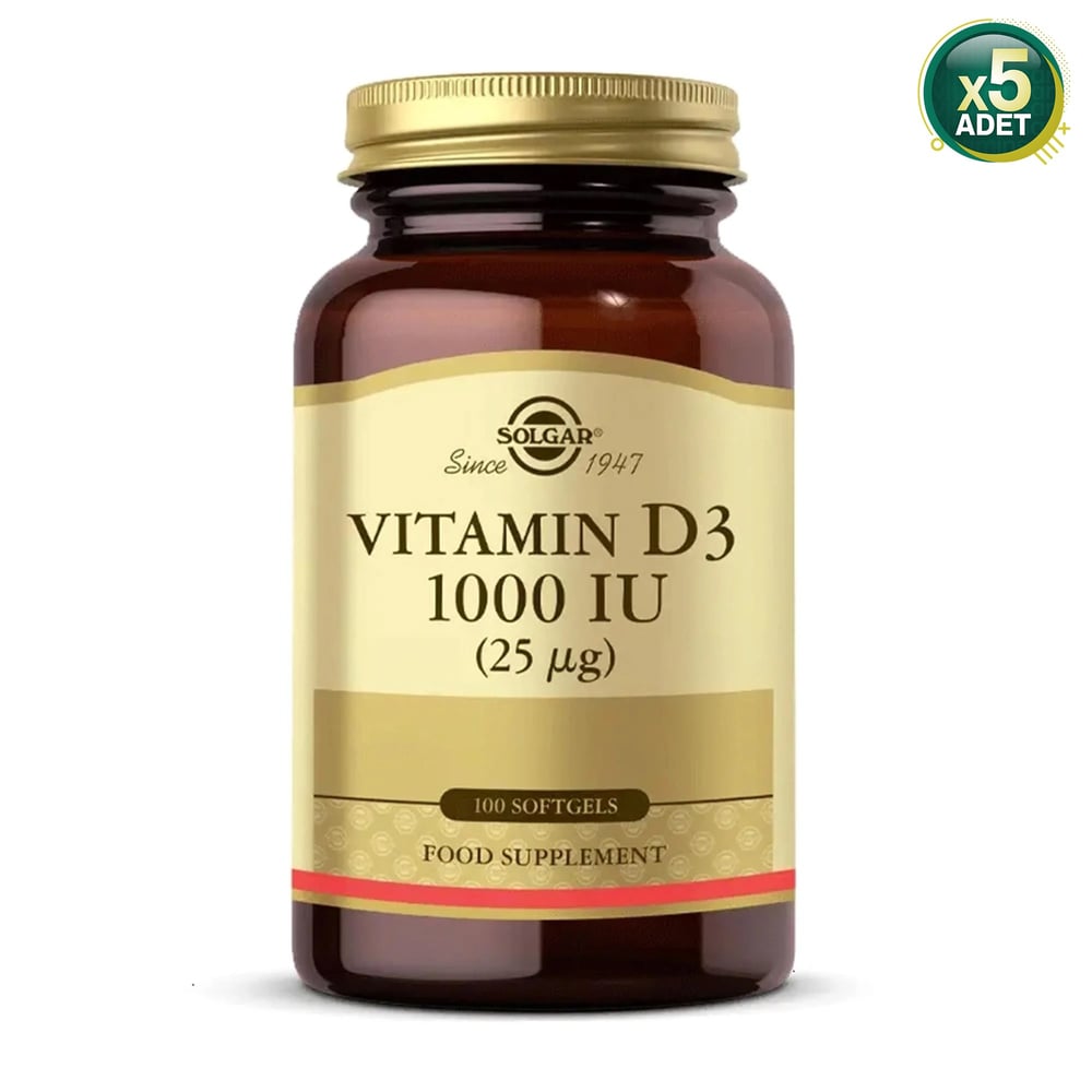 Solgar Vitamin D3 1000 IU 100 Kapsül 5 Adet