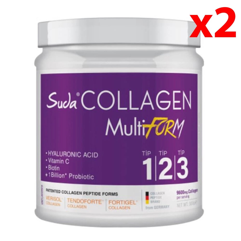 Suda Collagen + Probiyotik Aromasız Aromalı Takviye Edici Gıda 300 g 2 Adet