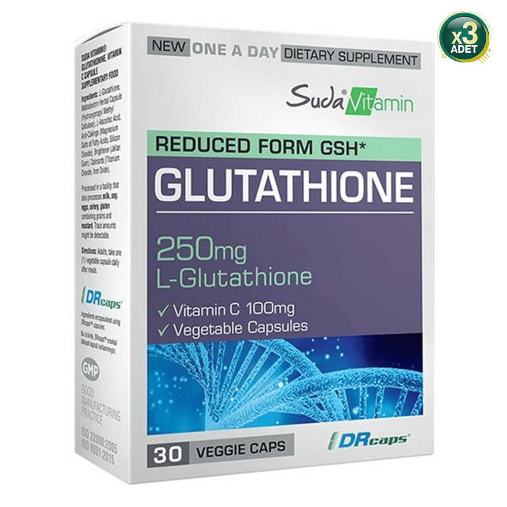 Suda Vitamin Glutathione 250 Mg 30 Vegan Kapsül - 3 Adet (90 Kapsül)