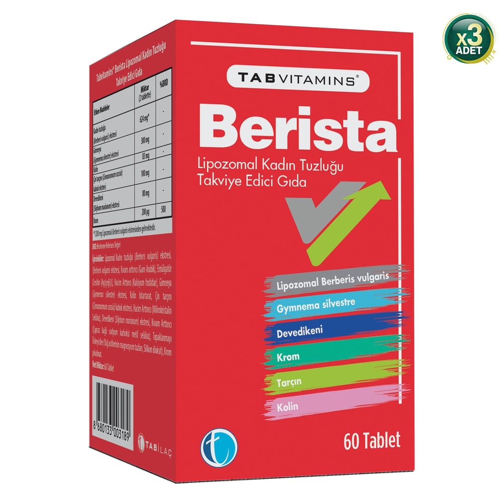 TABVITAMINS Berista 60 Tablet - 3 Adet (180 Tablet)