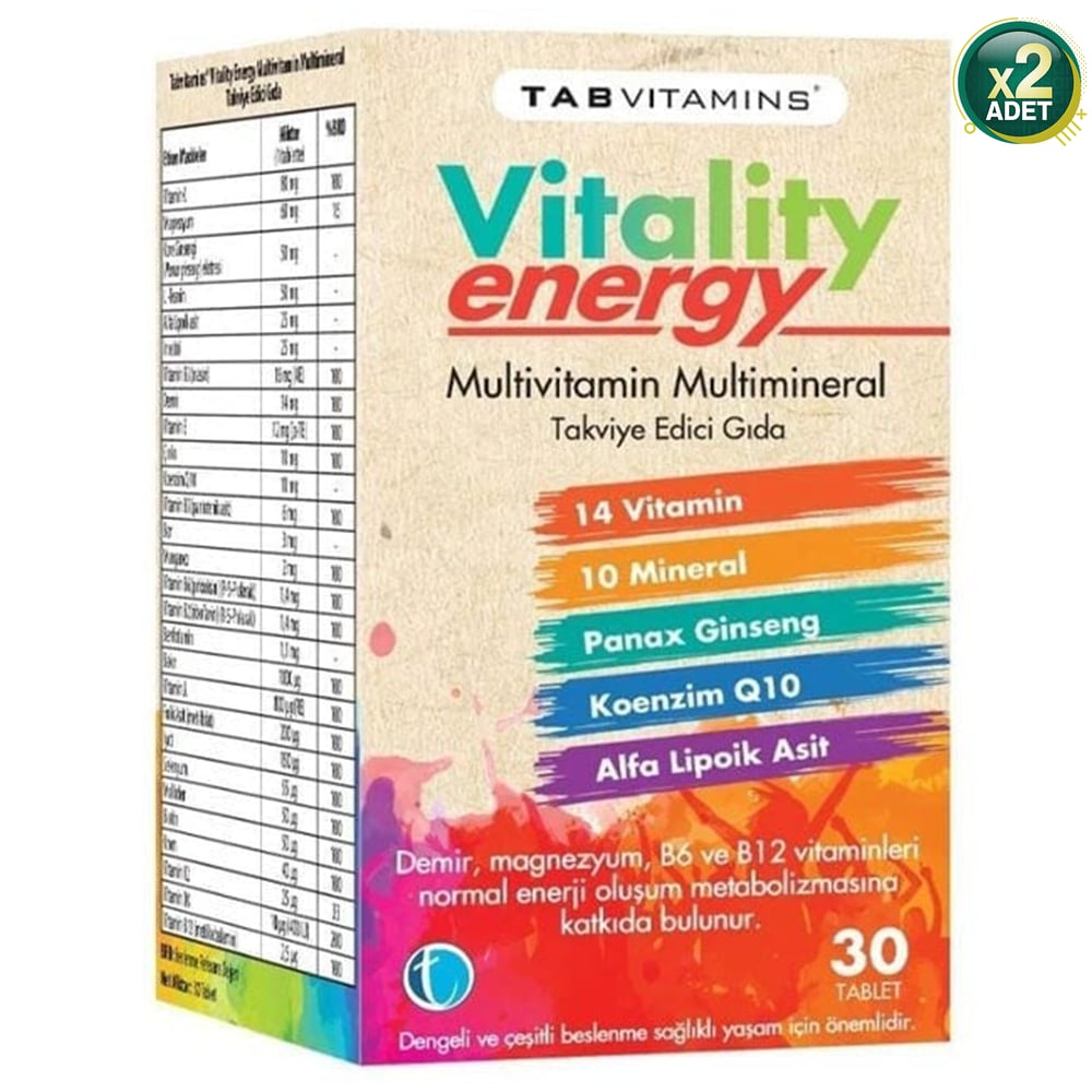 Tabvitamins Vitality Energy 30 Tablet x 2 Adet