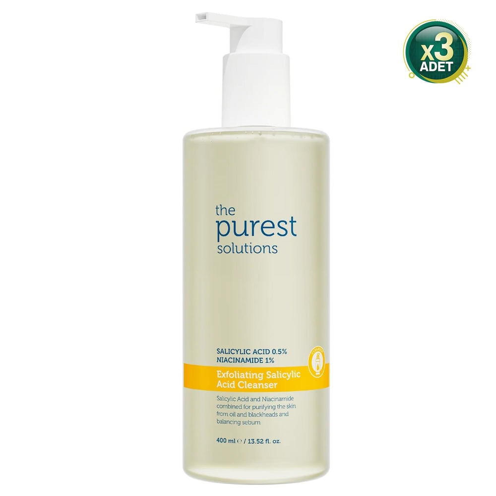 The Purest Solutions Exfoliating Salisilik Asit Yağlı ve Karma Ciltler için Yüz Temizleme Jeli 400 ml 3 Adet
