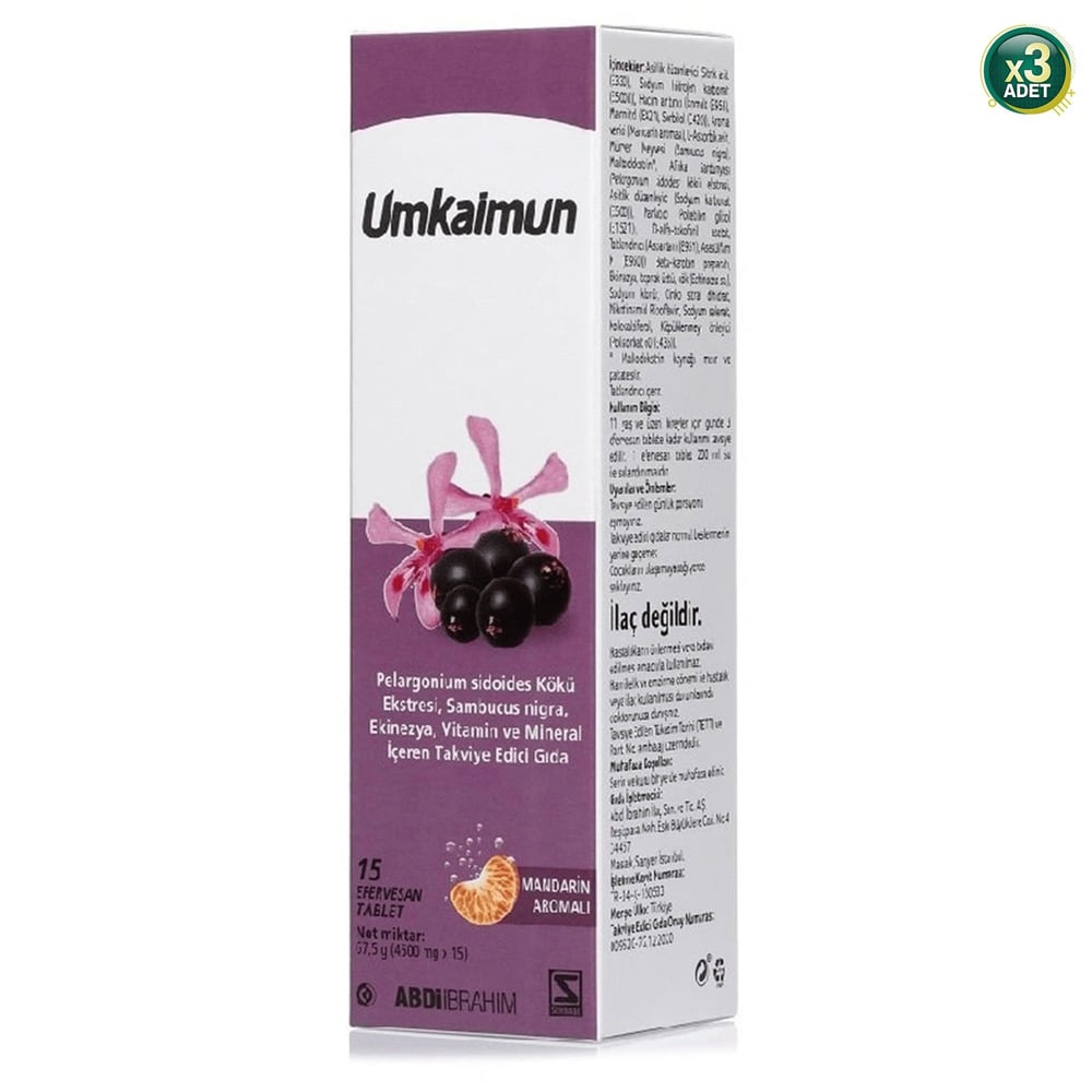 Umkaimun Vitamin ve Mineral Efervesan 15 Tablet (3 paketi)
