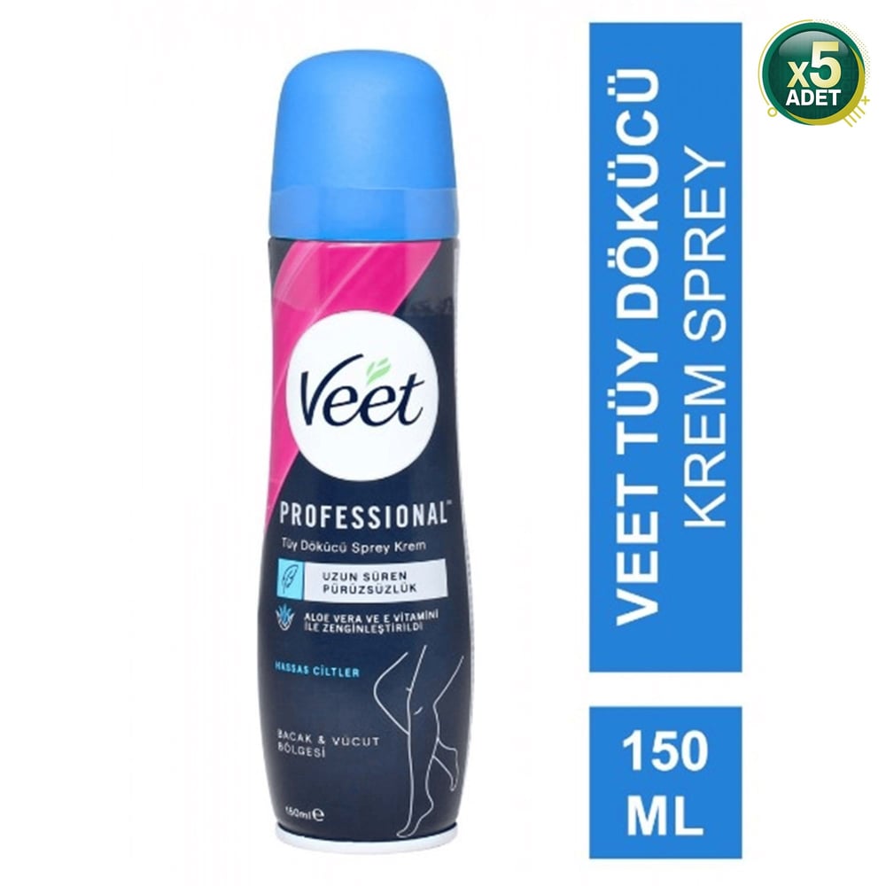Veet Professional Bacak & Vücut Bölgesi Hassas Ciltler 150 ml  5'li Paket