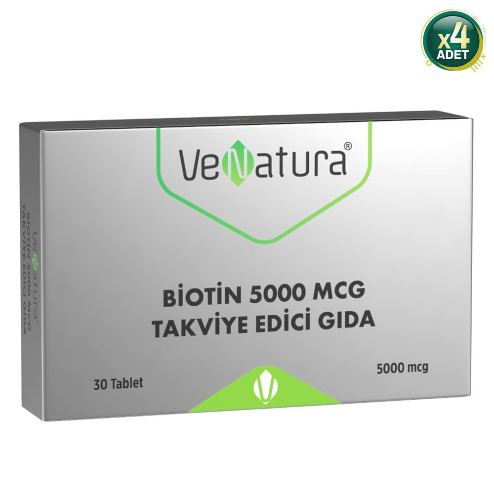 Venatura Biotin 5000 Mcg Takviye Edici Gıda 30 Tablet X4 Adet