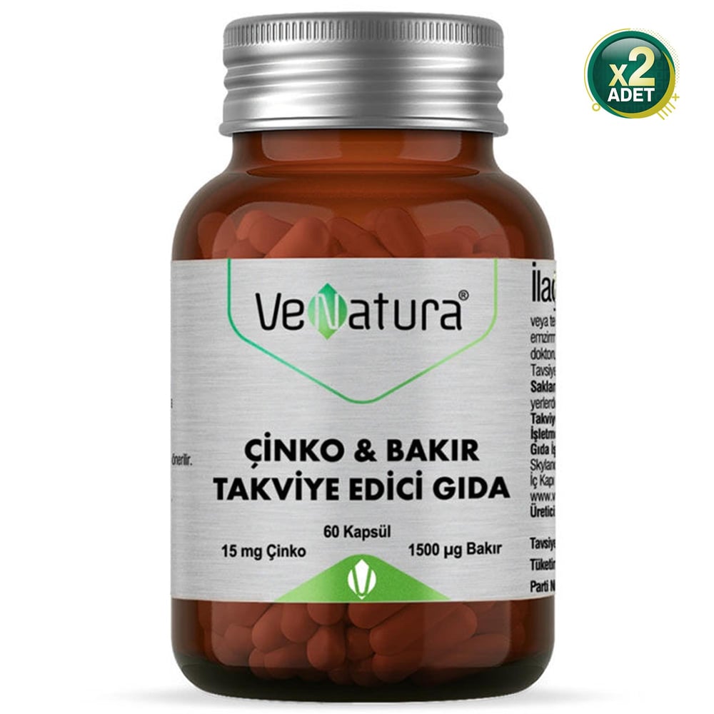 Venatura Çinko Bakır 60 Kapsül 2 Adet