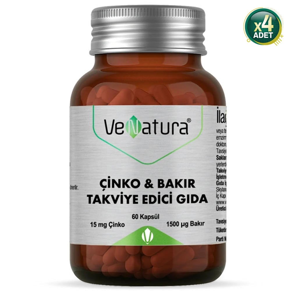 Venatura Çinko Bakır 60 Kapsül 4 Adet