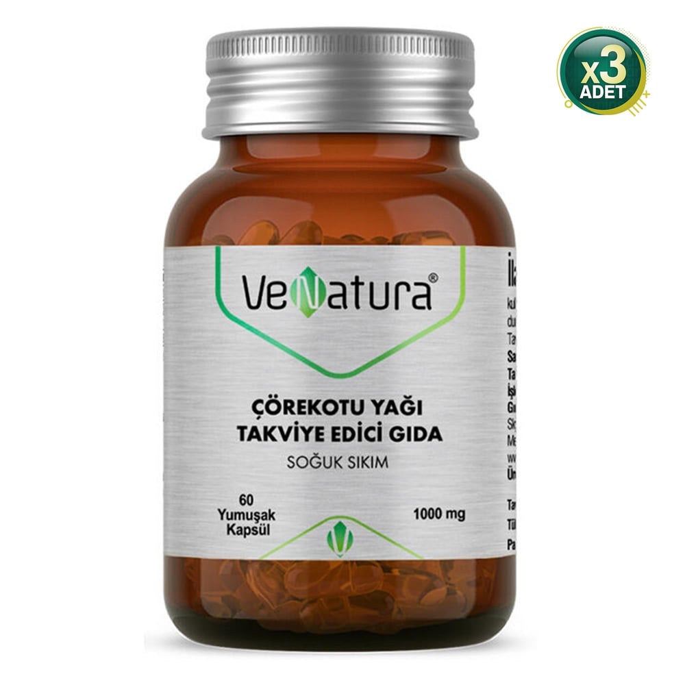 Venatura Çörekotu Yağı 1000 Mg 60 Yumuşak Kapsül 3 Adet - --