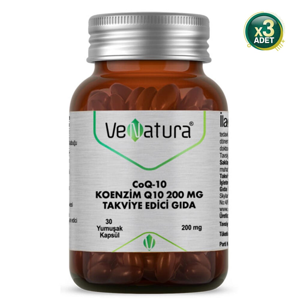 Venatura Koenzim Q10 200 mg 30 Yumuşak Kapsül 3 Adet