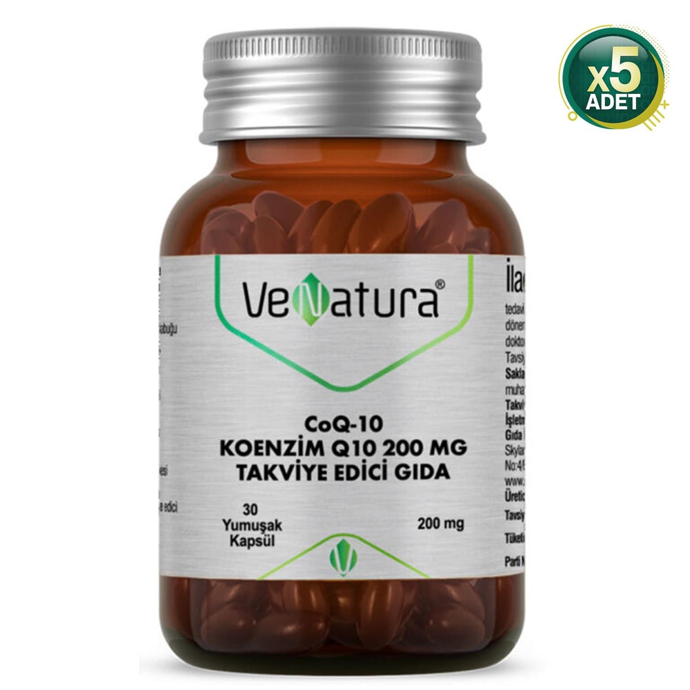 Venatura Koenzim Q10 200 mg Takviye Edici Gıda 30 Yumuşak Kapsül 5'li (MF-74755-5)