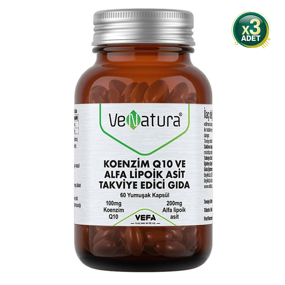 Venatura Koenzim Q10 ve Alfa Lipoik Asit 60 Kapsül 3 Adet