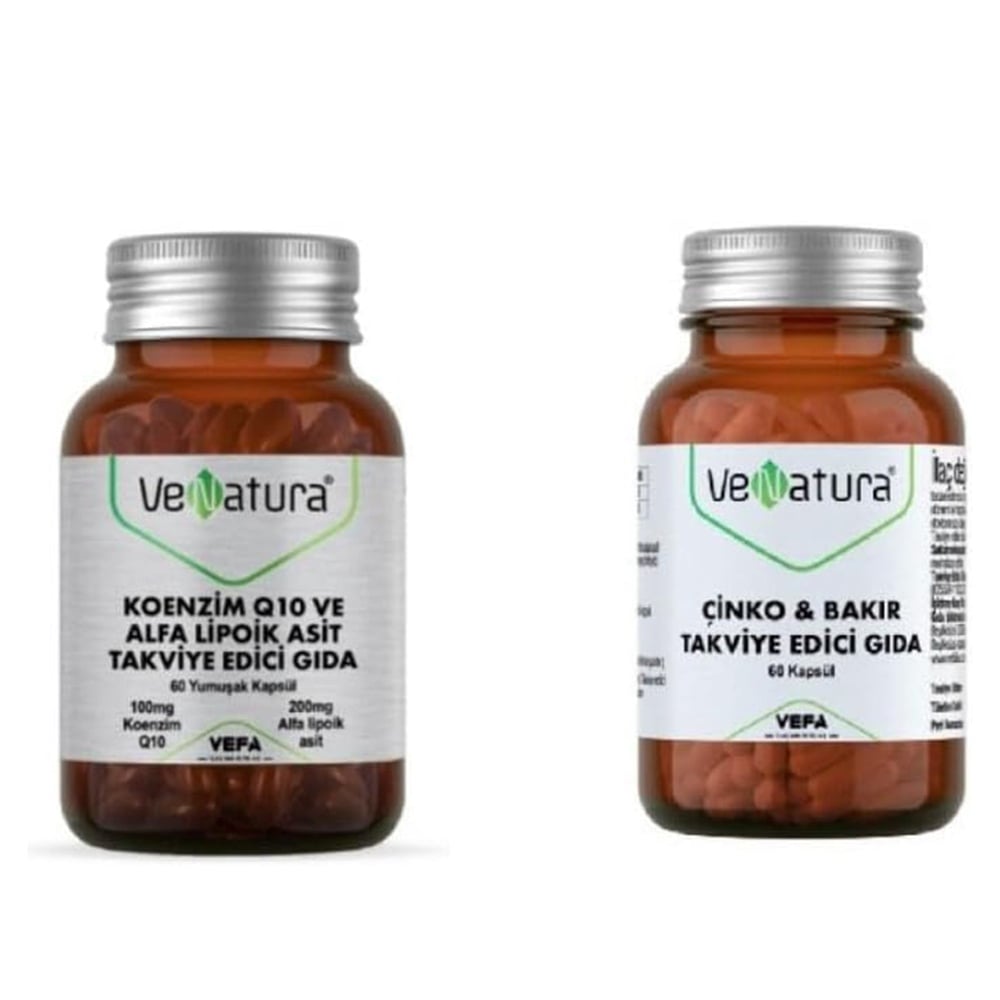 VeNatura Koenzim Q10 ve Alfa Lipoik Asit 60 Kapsül + Çinko & Bakır 60 Kapsül Seti