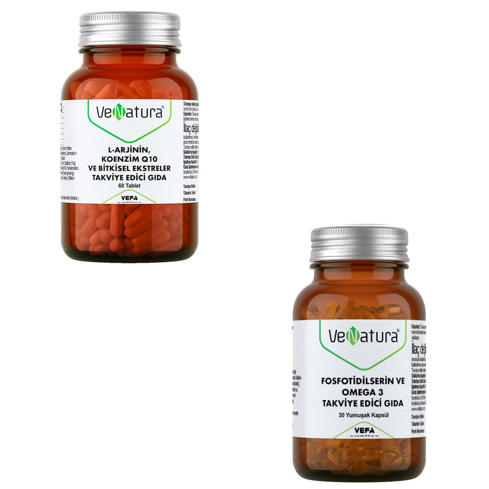 Venatura L-Arjinin Koenzim Q10 + Venatura fosfotidilserin ve omega 3 30 kapsül