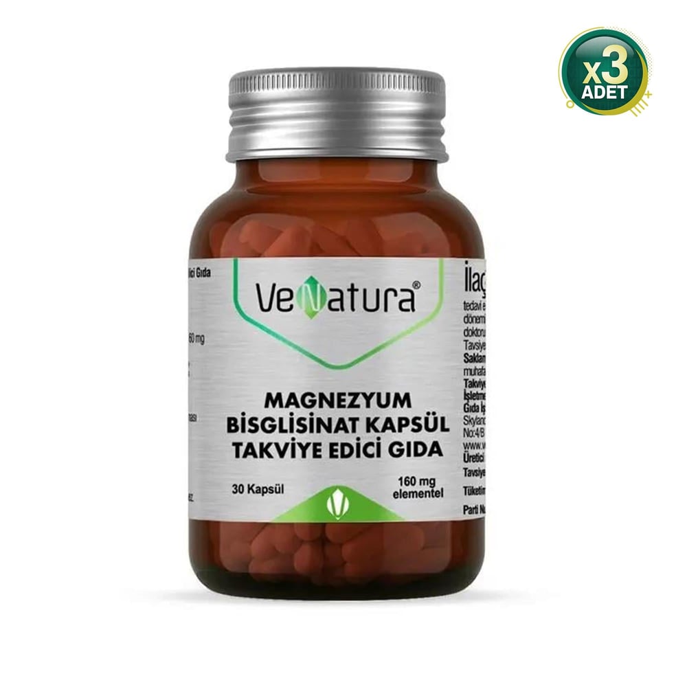 Venatura Magnezyum Bisglisinat 30 Kapsül 3'lü