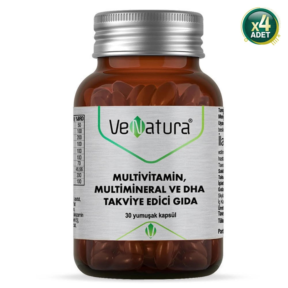 Venatura Multivitamin Multimineral ve DHA 30 Kapsül 4 Adet