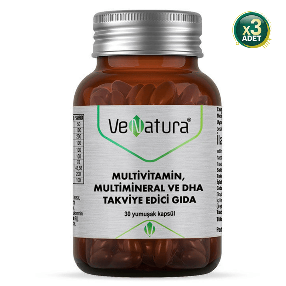 Venatura Multivitamin Multimineral ve DHA 30 Kapsül 3 Adet