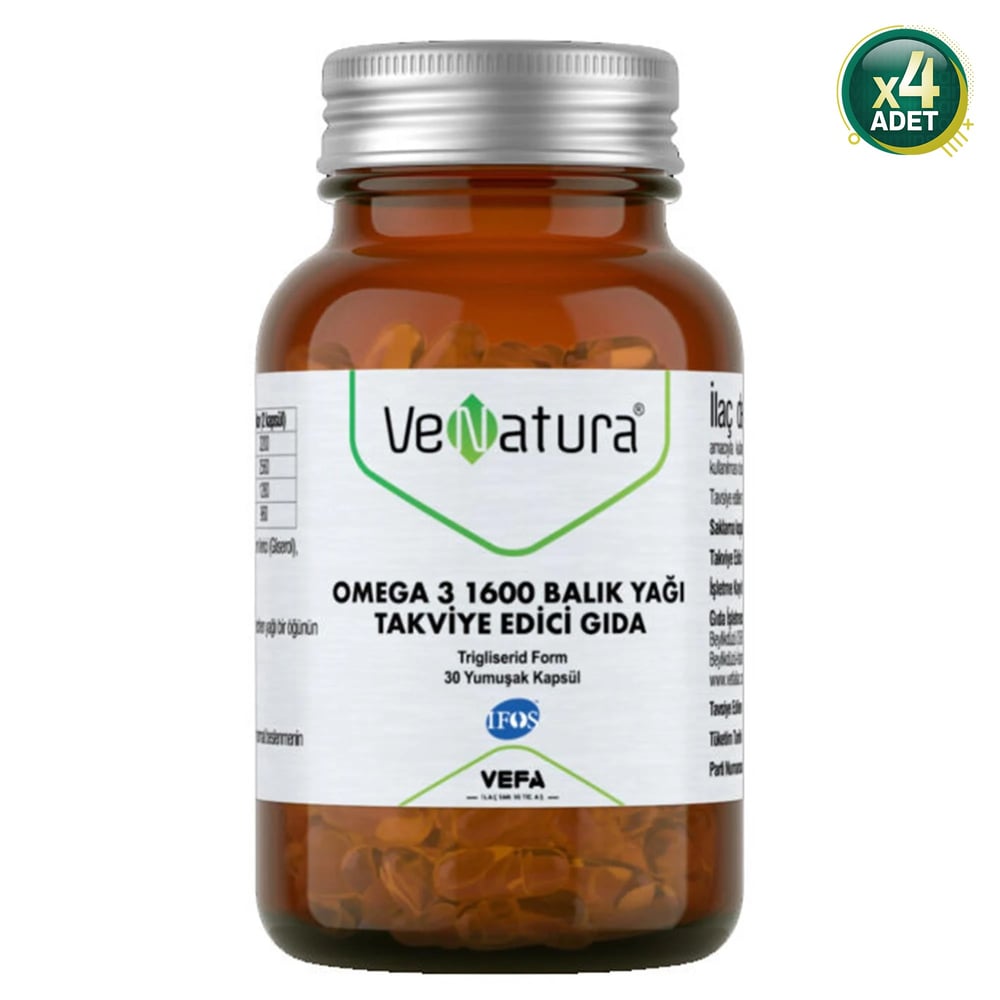 Venatura Omega 3 Balık Yağı 1600 mg 30 Kapsül 4 Adet