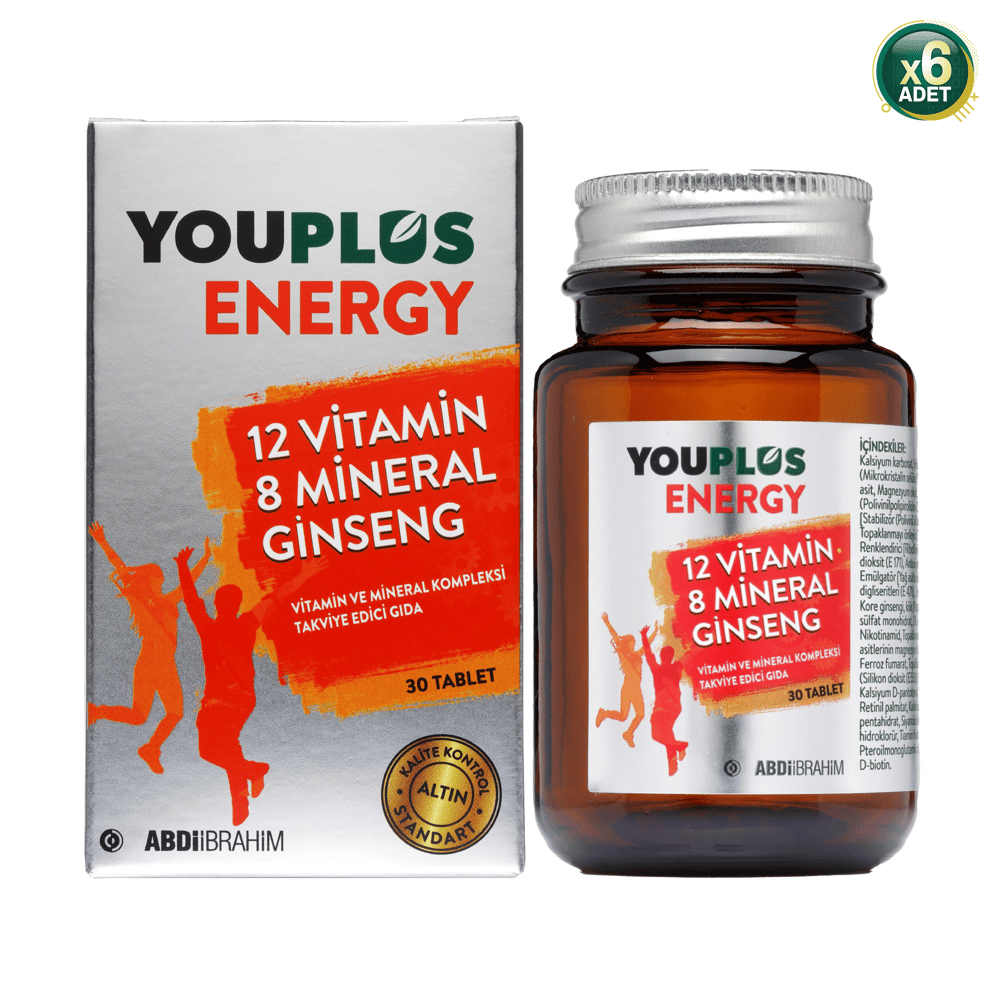Youplus Energy Vitamin ve Mineral Kompleksi 30 Tablet 6 Adet
