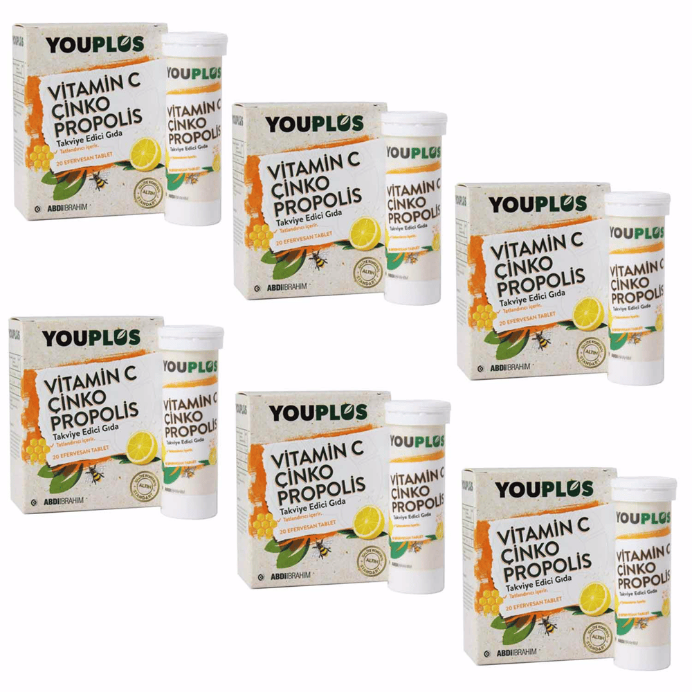 Youplus Vitamin C Çinko Propolis 20 Efervesan Tablet 6'lı