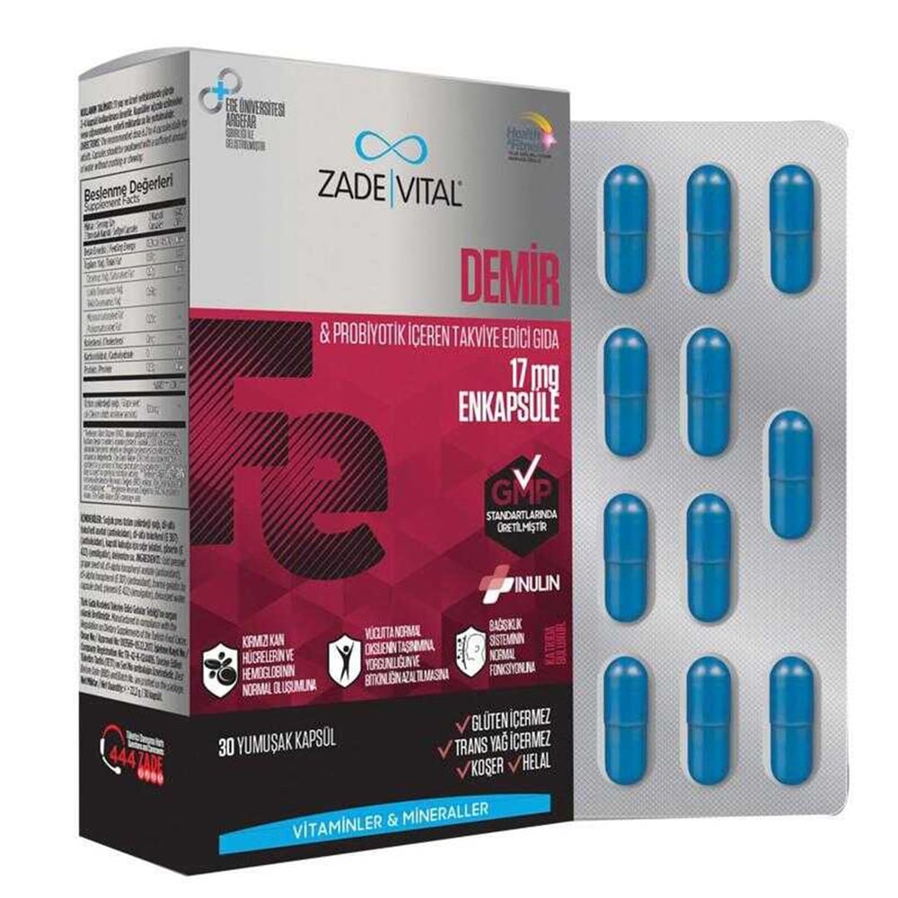 Zade Vital Demir ve Prebiyotik 30 Kapsül