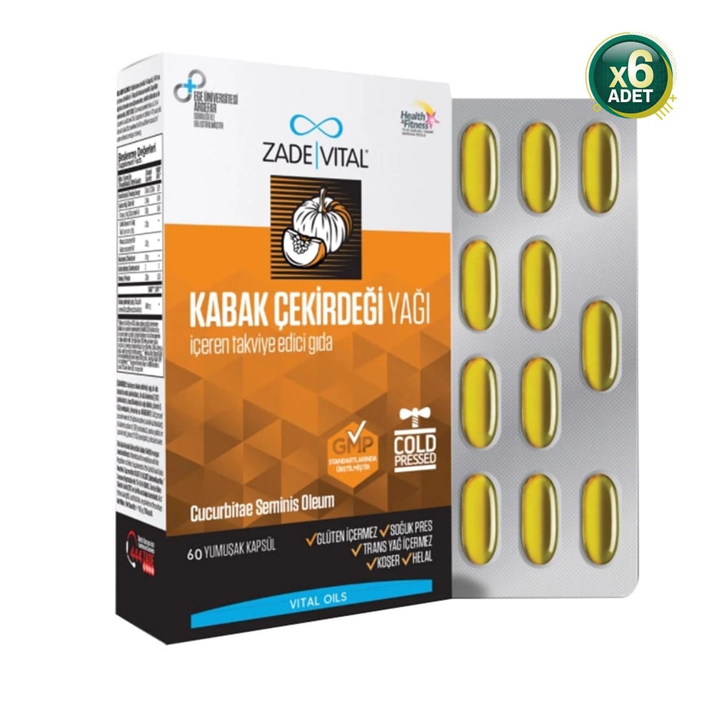 Zade Vital Kabak Çekirdeği Yağı 60 Kapsül 6'lı