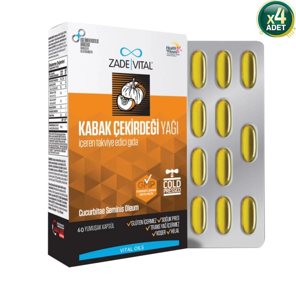 Zade Vital Kabak Çekirdeği Yağı 60 Kapsül 4'lü