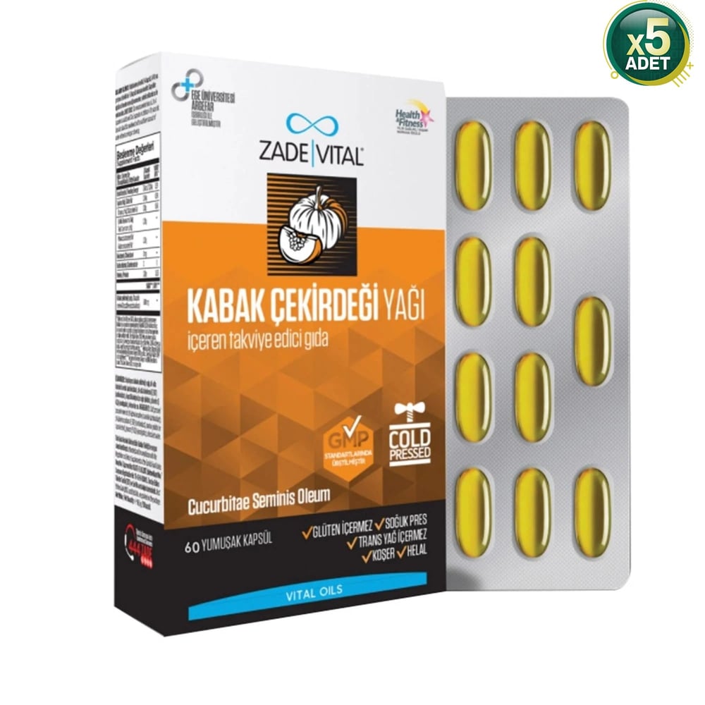 Zade Vital Kabak Çekirdeği Yağı 60 Kapsül 5'li
