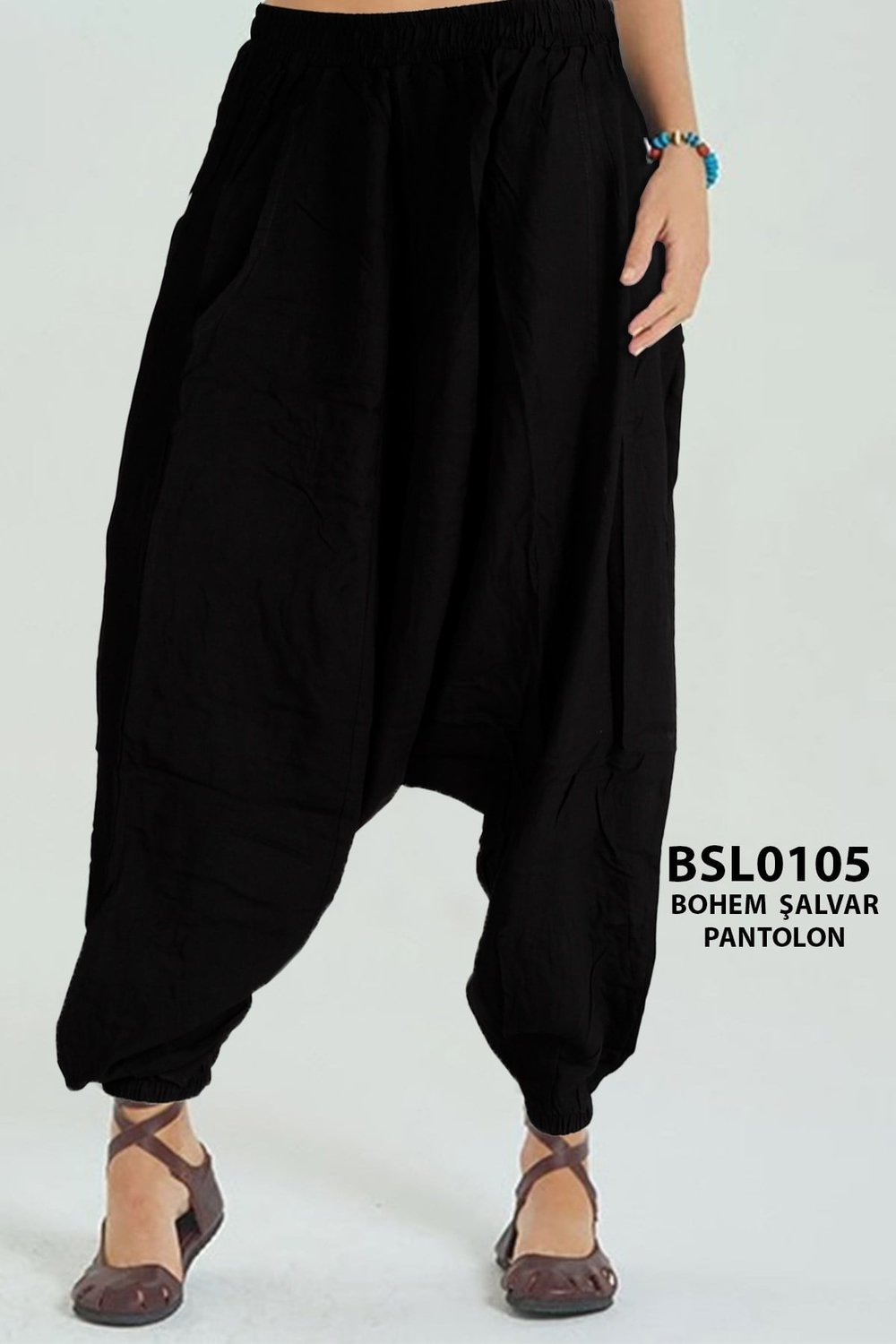 Bohem Tarz Viskon Şalvar Pantlon Standart Beden (Cepli) BSL0105-8612