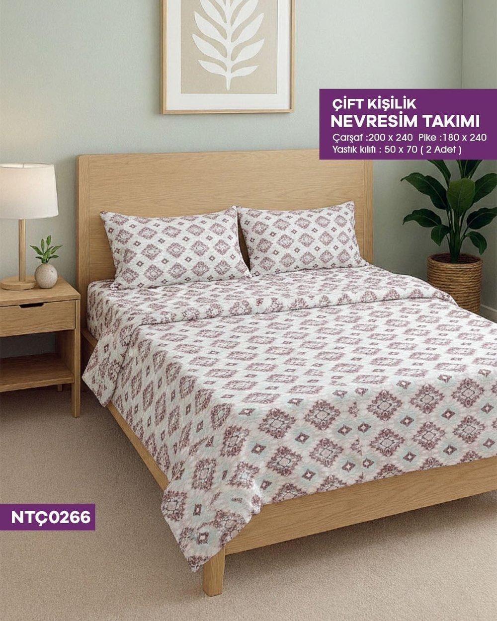 ÇİFT KİŞİLİK RANFORCE NEVRESİM TAKIMI NTÇ0266-32303