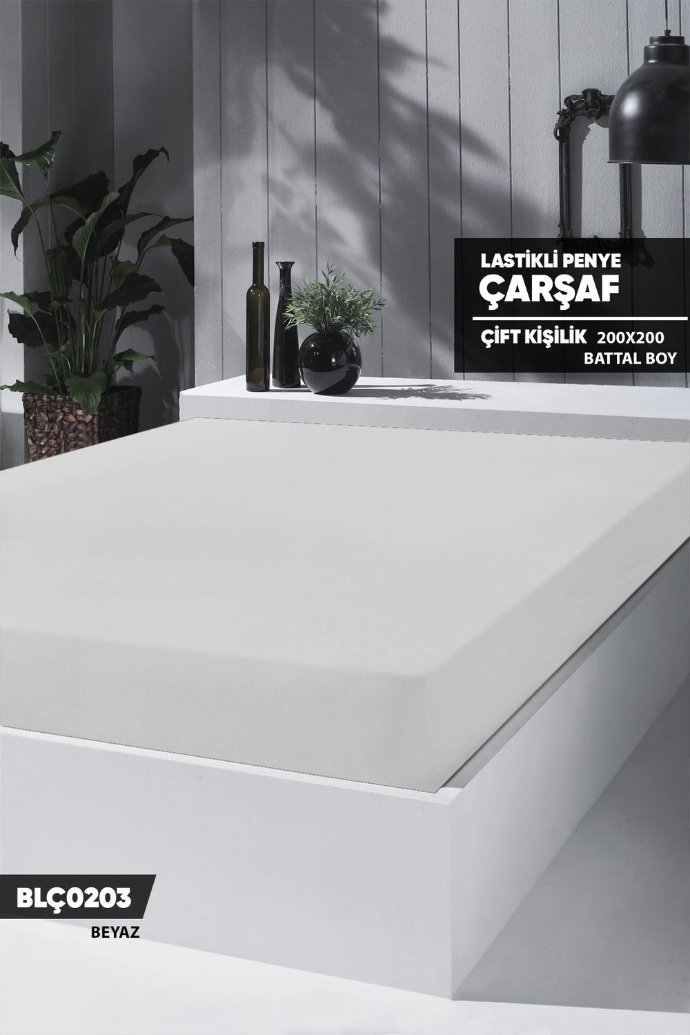 Çiftkişilik BATTAL Lastikli Çarşaf Seti 200x200cm  BLÇ0203-31103