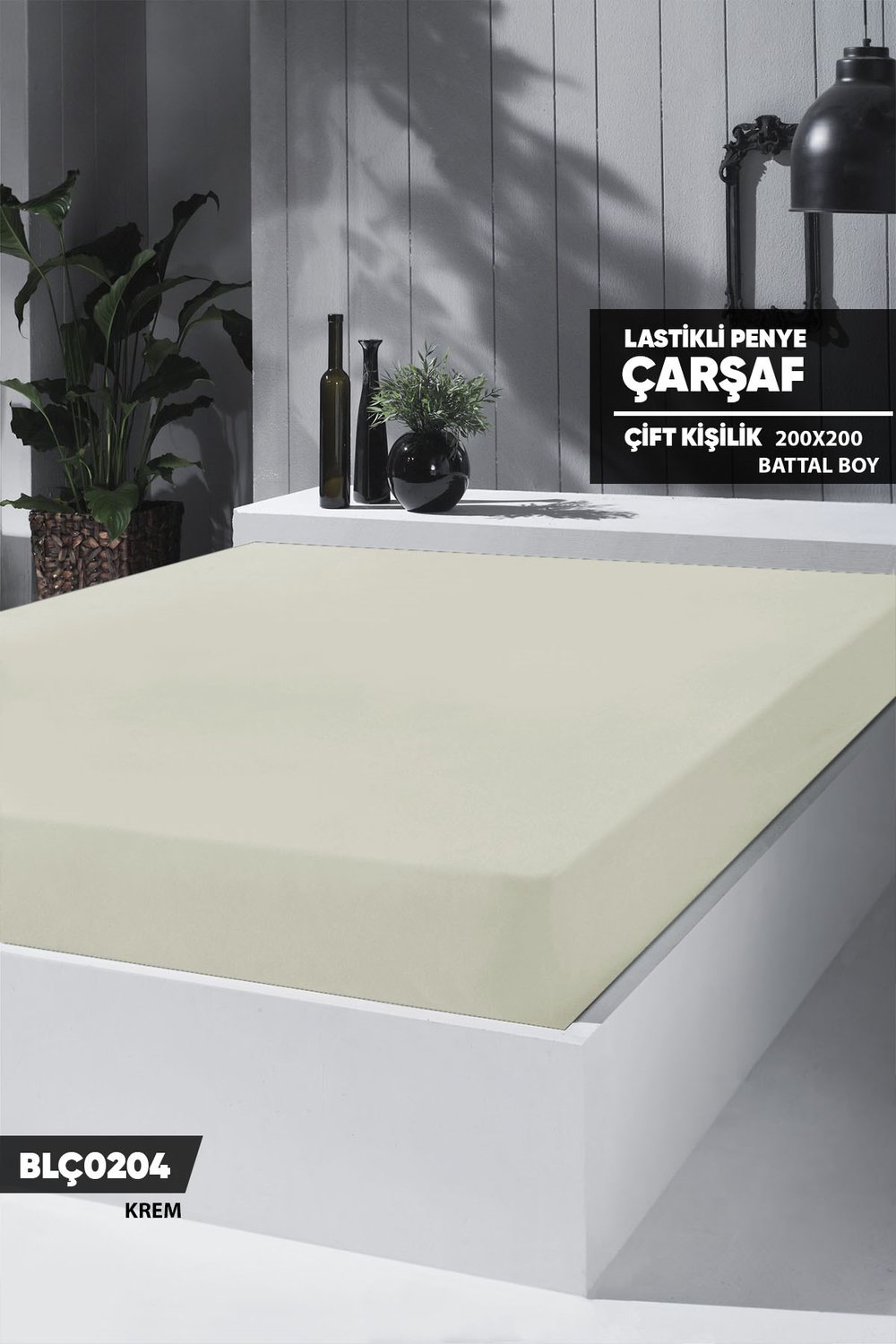 Çiftkişilik BATTAL Lastikli Çarşaf Seti 200x200cm  BLÇ0204-31303