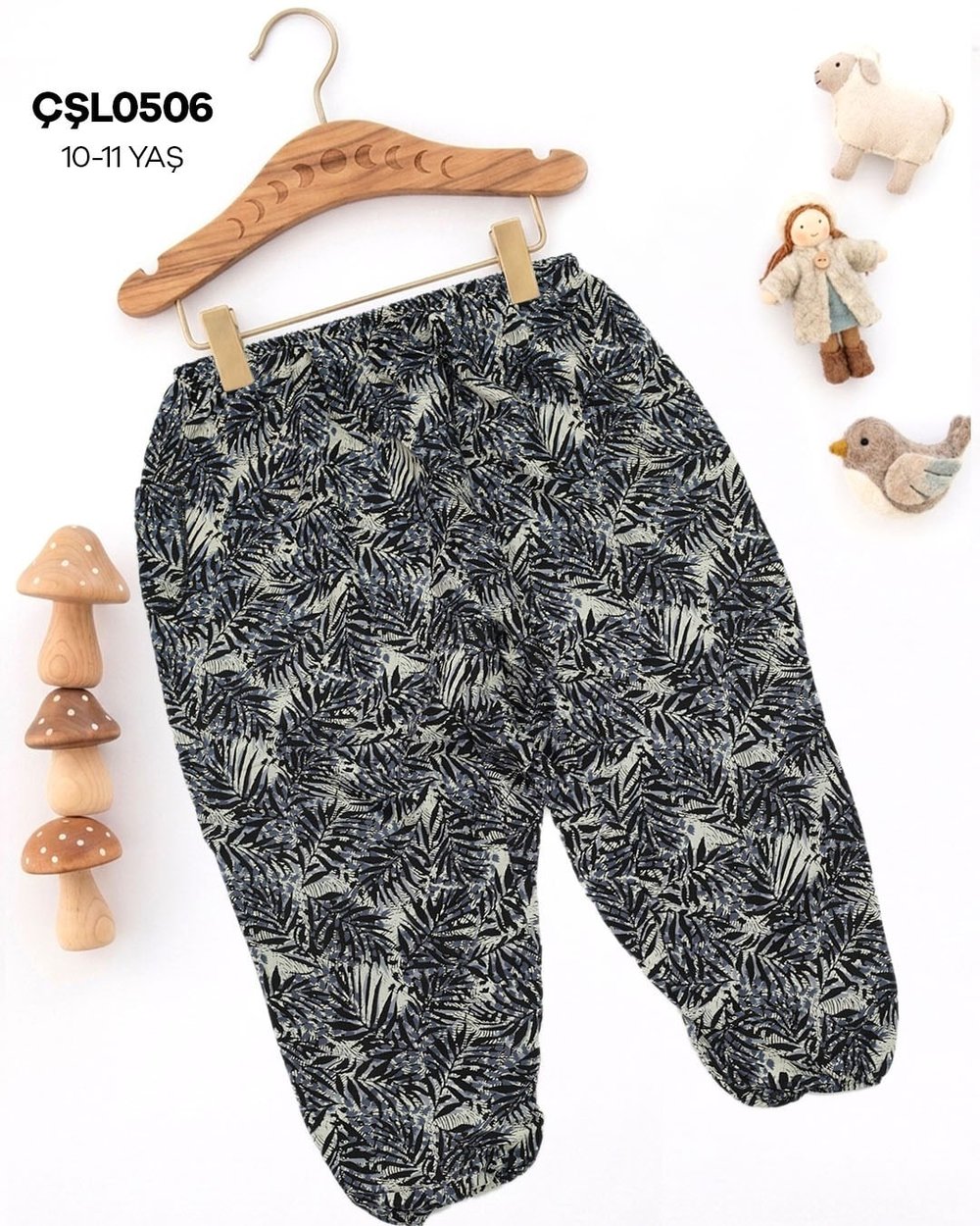 Çocuk Şalvarı 10-11 Yaş Viskon Lastikli Paça  (Cepli) ÇŞL0506-6