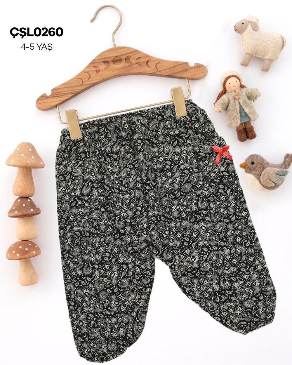 Çocuk Şalvarı 4-5 Yaş Viskon Lastikli Paça  (Cepli) ÇŞL0260-60