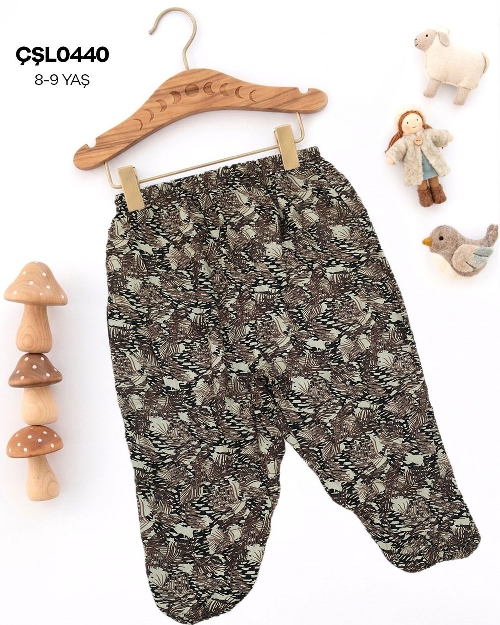 Çocuk Şalvarı 8-9 Yaş Viskon Lastikli Paça  (Cepli) ÇŞL0440-40