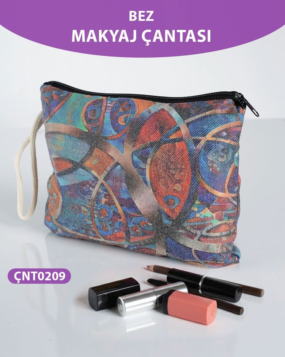 Çok Amaçlı Desenli Bez Makyaj Çantası  ÇNT0209-20939