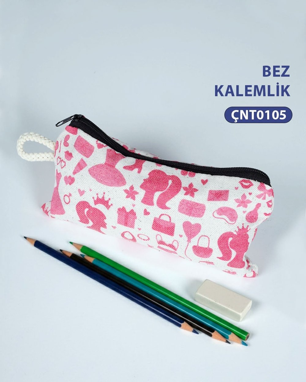 Desenli Bez Çanta Çok Amaçlı Kalemlik   ÇNT0105-20715