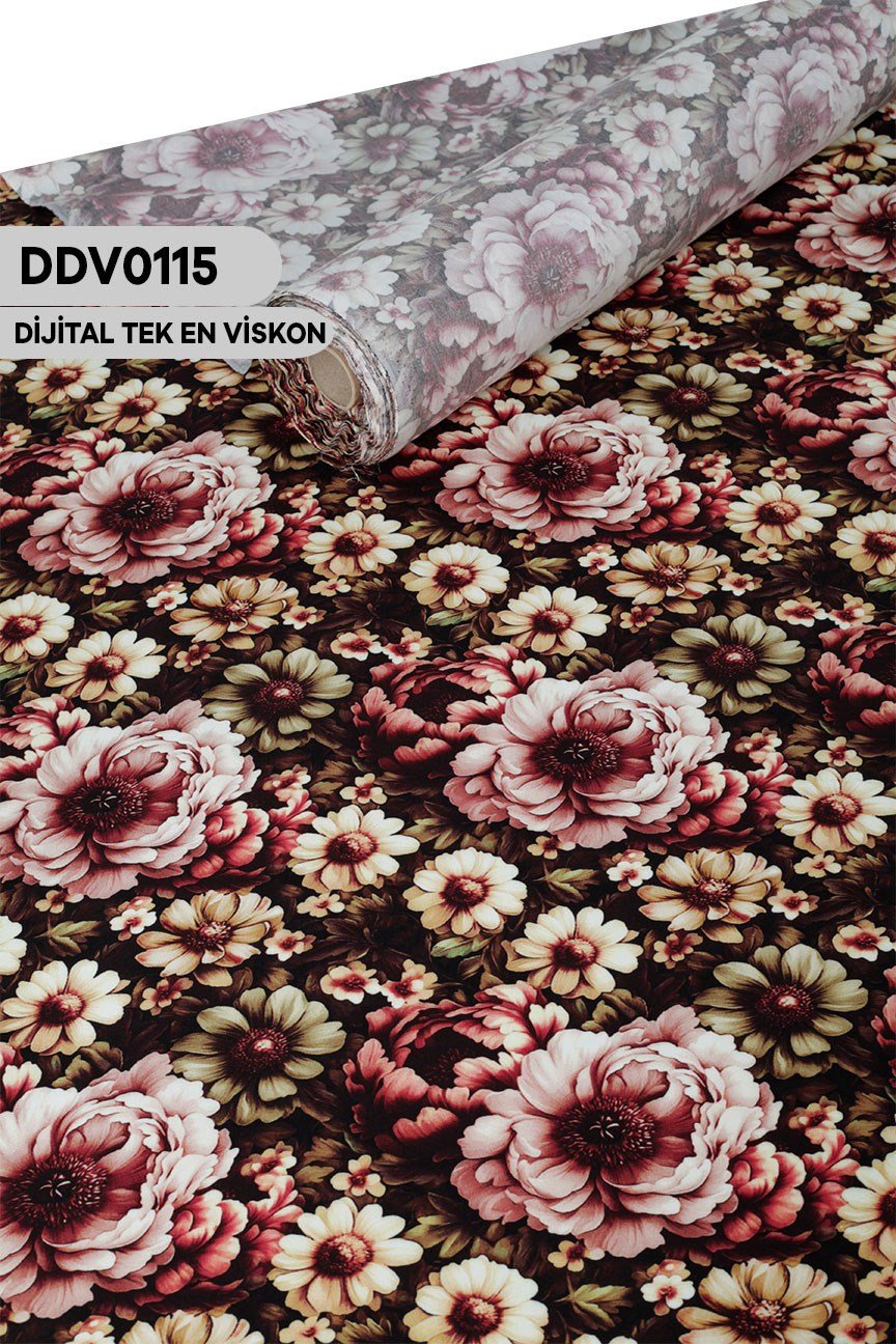 Digital Baskı Dar En Pamuk Viskon Kumaş 90cm-DDV0115