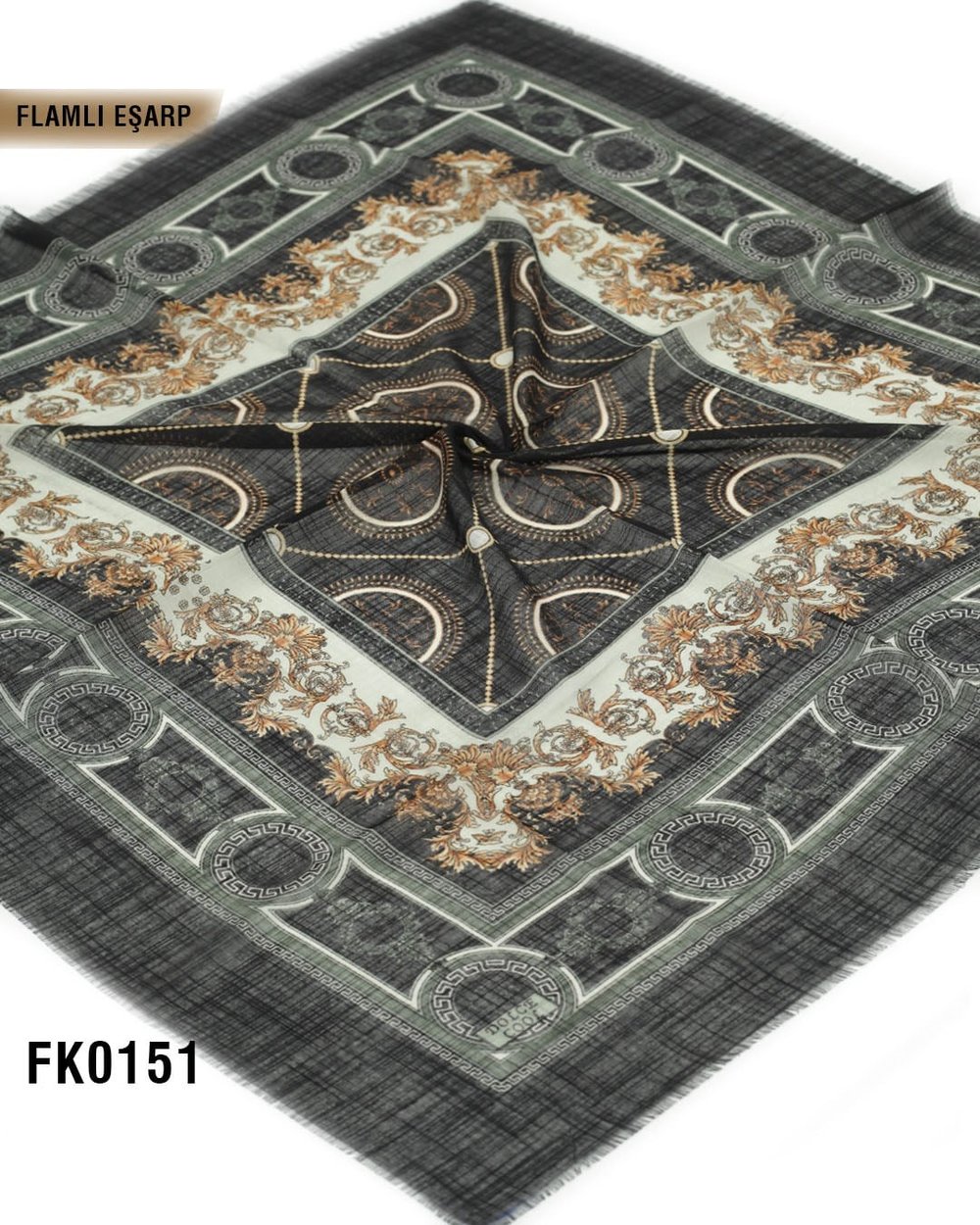 DOLCE İpek 100*100cm Flamlı Eşarp FK0151-4206