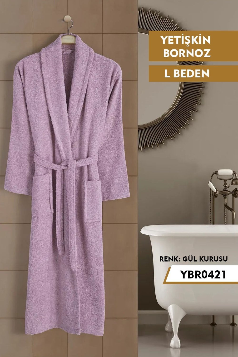 Şal Yaka Yetişkin Bornoz  L YBR0421-21