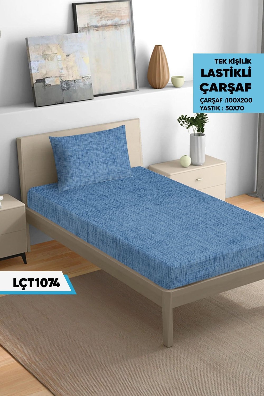 Tek Kişilik Lastikli Çarşaf Seti 100x200cm  LÇT1074-31306