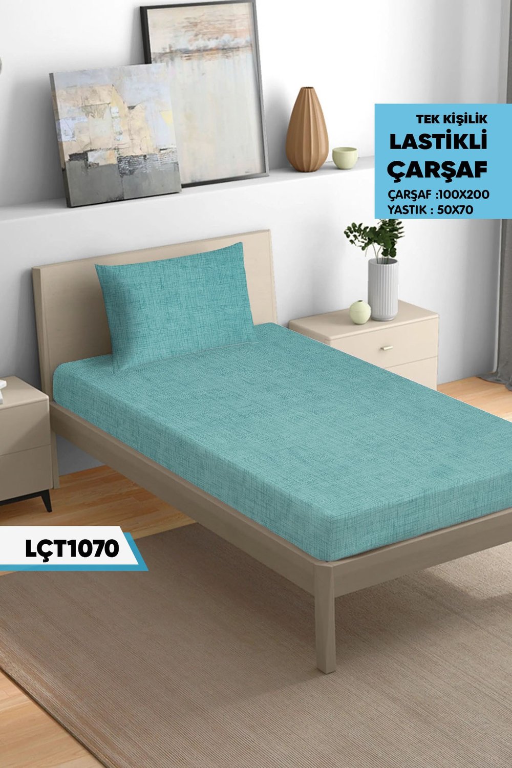 Tek Kişilik Lastikli Çarşaf Seti 100x200cm  LÇT1070-31206